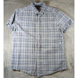 Marc Anthony Slim Fit Blue Plaid Shirt Men’s Med Short Sleeve 100% Cotton